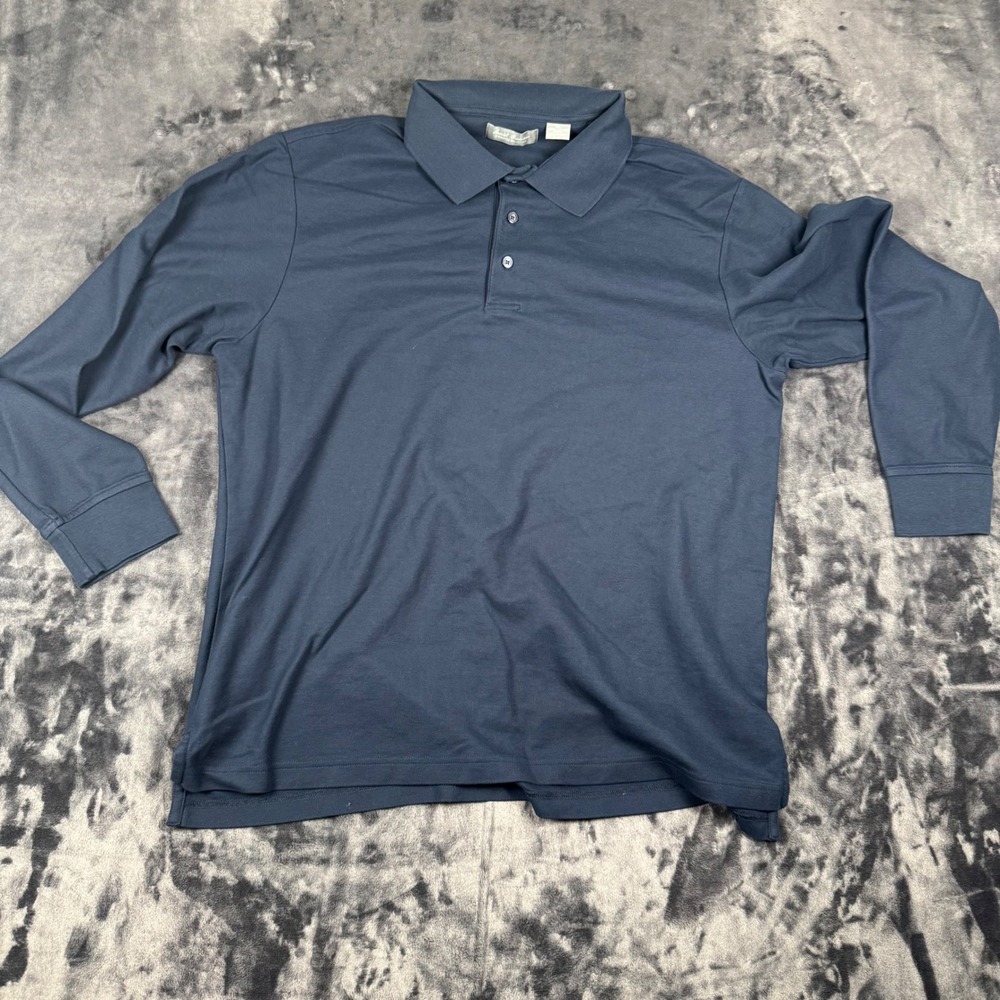 Daniel Cremieux Polo Shirt Mens XL Navy Blue Long Sleeve Signature Collection